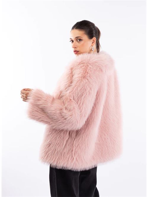 ecopelliccia over size rosa LE VOLIERE | WW23C488PPINK